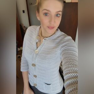 Banana Republic Light Gray V-Neck Sweater